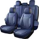 Seat Covers,Waterproof Car Seat Covers Full Set,Breathable Car Seat Covers Front Seats Back Seat Cover,Universal Leather Seat Cover for SUV Truck Sedan(Style1,5 PCS Full Set,Blue)