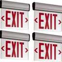 TANLUX Red Exit Signs for Business, Double Sides LED Edge Lit Exit Sign, UL 924, Hardwired Emergency Exit Lights with Battery Backup, Aluminum Housing with Rotating Acrylic Mirror Panel, AC 120/347V, 4 Pack