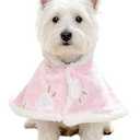 Dog Winter Coat with Hat, Kitten Thicken Cloak Blanket, Pets Nightgown for Small Medium Dogs (Pink, S: Recommend Weight 3-6 lbs (1.5-3kg))
