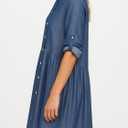 SUNNOW Women's Denim Button Front Mini Shirtdress Vintage Style Relaxed Fit Long Sleeve Dress