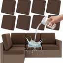Smiry Waterproof Patio Cushion Covers, Stretch Outdoor Couch Slipcovers Replacement Washable Furniture Protector Sofa Chair Seat Cover for Dogs and Pets (8 Pcs, Coffee)