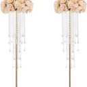 Tall Vases Wedding Centerpieces for Tables - 39.4" Gold Flower Vase with Chandelier Crystal, Centerpiece Table Decorations, Metal Flower Stand for Wedding, Reception, Party, Events, Home Dcor, 2 Pcs (Large - 2 Pcs)
