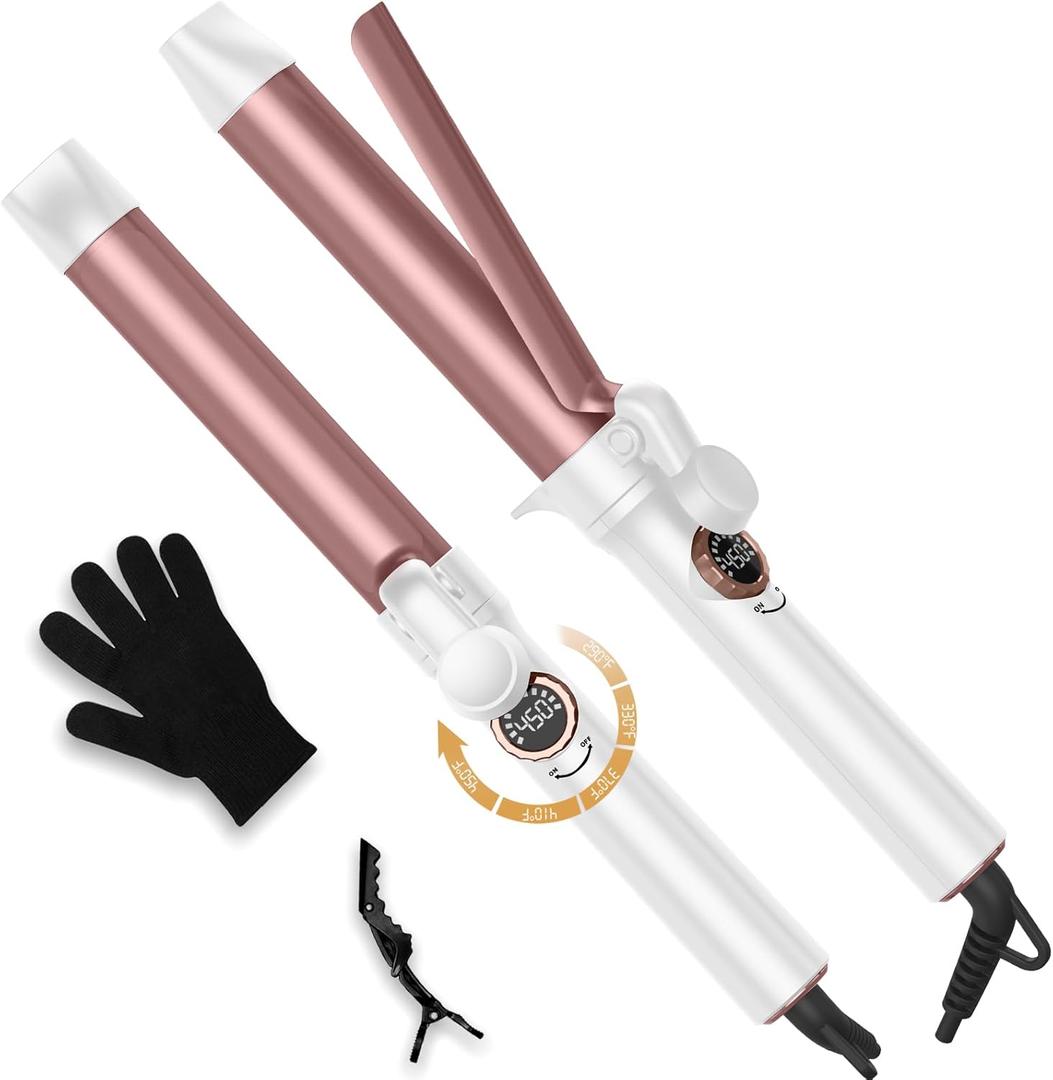 1 1/ 4 Inch Curling Iron, Curling Wand for Long Hair, 5 Adjustable Temp LCD Digital Control, 32 mm Thin Long Barrel Curling Iron Double Voltage 110-240V