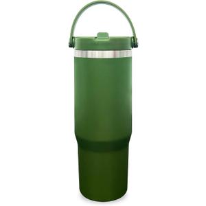 30 oz Tumbler with Handle, Double Wall Vacuum Insulated Tumblers with Flip Straw, Coffee Mug 30oz Powder Coated Cup for Hot and Cold Drinks(Army Green,1 pack)