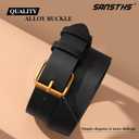 SANSTHS Belts for Women for Jeans Coats Dresses, Leather Belt Women with Classic Bronze Buckle (Black)