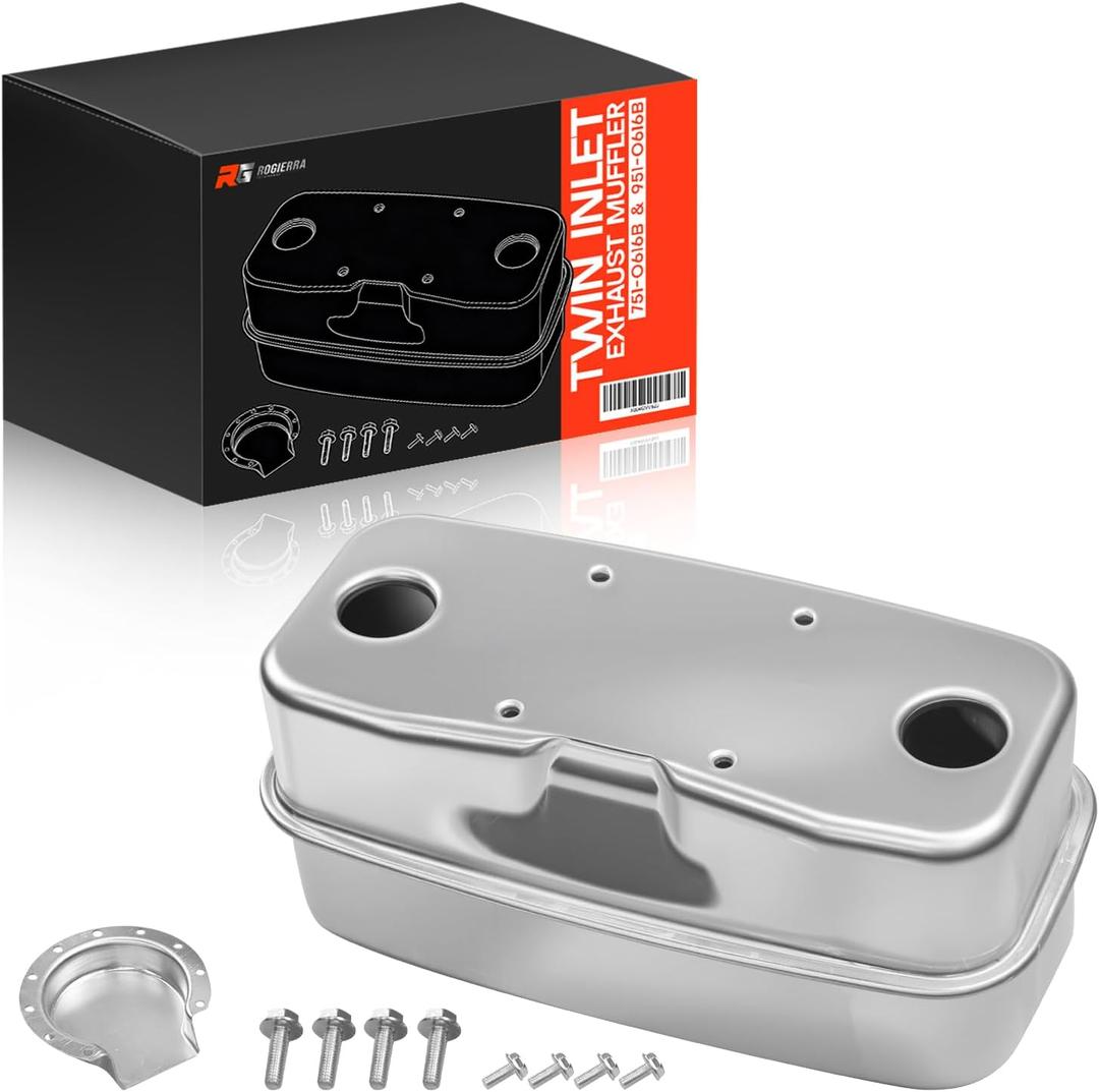 751-0616B & 951-0616B Twin Inlet Exhaust Muffler - Compatible with Cub Cadet LT1018, LT1022, LT1024, GT1222, RZT22, RZT42, RZT50, RZT54 Lawn Tractors - Replaces OEM Part Numbers 951-0616 & 751-0616