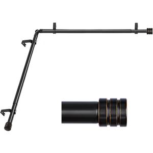 Heavy Duty Corner Window Curtain Rods 36 to 72 Inch, HOTOZON 1 Inch Telescoping Single Drapery Rod, Black, End Cap Finials