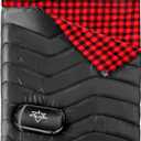 Double Sleeping Bag for Adults Kids Camping, XL Queen Size Sleeping Bags for 2 Person All Season Hiking Backpacking, Lightweight Waterproof with Compression Sack (Black/Red)