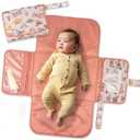 Tiny Twinkle Portable Diaper Changing Pad Foldable, Waterproof & Compact Travel Changing Mat with Storage | Smart Wipes Pocket for On-The-Go Parents (Flutter)