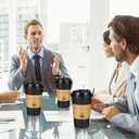 Lamosi 16 oz Coffee Cups 50 Pack, Disposable Coffee To Go Cups with Lids, Stir Sticks and Sleeves, 16 oz Black Hot Paper Cup for Home, Travel, Office