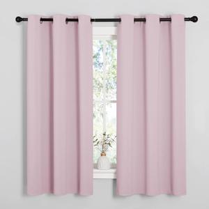 NICETOWN Room Darkening Curtains for Kitchen, Baby Pink, Set of 2, 42 inches Wide by 50 inches Long, Window Treatment Thermal Insulated Solid Grommet Room Darkening Curtains/Drapes for Bedroom