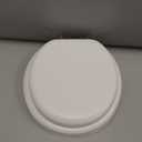 Mayfair Padded Toilet Seat with Chrome Hinges, Soft Vinyl over Wood Core Seat, Made in USA, Round, White