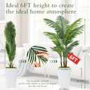 6FT Artificial Palm Tree, Tall Faux Palm Tree Indoor with Fake Plants Tall, Artificial Plants with Lifelike Leaves for Home Office Decor (White)