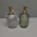 COHOSEGE 17 Oz Green Glass Kitchen Soap Dispenser for Dish Soap, 2 Pack Bathroom Soap Dispenser Set with Gold Rust Proof Pump for Lotion, Hand soap or Body Wash