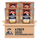 Quaker Old Fashioned Rolled Oats, USDA Organic, Non GMO Project Verified, 24oz Resealable Bags (Pack of 4), Best By: 01/18/26