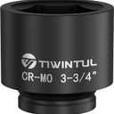 3-3/4" Impact Socket 1" Drive, Deep 6 Point CR-MO Heavy Duty Socket, Single Axle Nut Socket for Mining Trucks, Oilfield & Wind Turbine Flange Bolts, Railway & Port Equipment, ANSI Certified