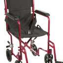 Drive Medical Deluxe Lightweight Aluminum Transport Wheelchair, Black, 17"