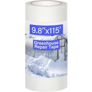 9.8'' x 115' Greenhouse Repair Tape 6.3 mil Thickness Heavy Duty Greenhouse Tape Clear UV Resistant Waterproof for Repairing Plastic Sheeting Polyethylene Film for Seaming Splicing