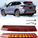 Smoked Lens 3rd Brake Light DRL Compatible With Toyota Highlander 2021-2025 Rear Center Roof High Mount LED Third Brake Lamp,Smoked LED Tail lights Rear Turn Signal lamp (RED HOUSING)