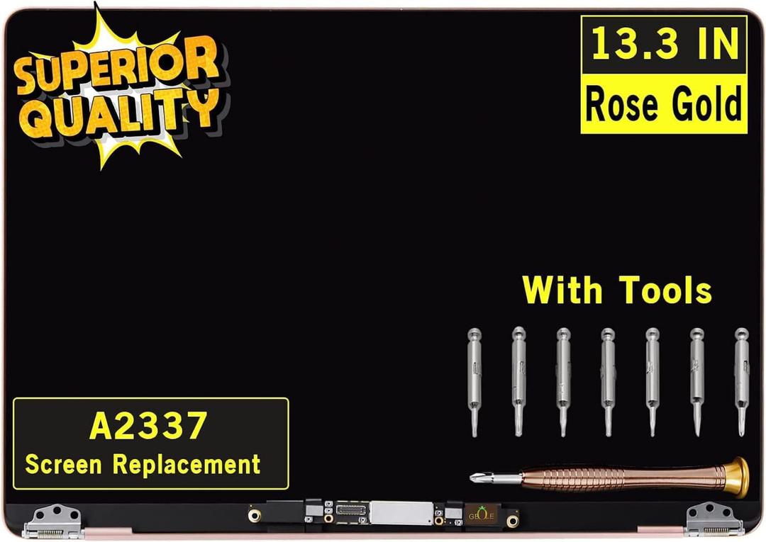 Screen Replacement for MacBook Air A2337 M1 2020 Year EMC 3598 MGN63 MGN93 MGND3 MGN73 MGNA3 MGNE3 Retina 13.3" Full LCD Display Screen Complete Top Assembly 2560x1600 (Rose Gold)