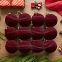 11PCS Light Scented Velvet Christmas Balls Ornament Shatterproof Velvet Xmas Tree Baubles Hanging Pendant for Winter Party Holiday Home Gift Office Yard Decor(Burgundy,2.36'')