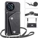 Asuwish Phone Case for OnePlus 12R 5G/Ace 3 2024 Wallet Cover with Tempered Glass Screen Protector Credit Card Holder Crossbody Strap Stand Leather Cell Accessories One+ 12 R R12 Ace3 Women Men Black