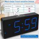 Peakeep Digital Alarm Clock for Bedroom Bedside, Loud Alarm Clock for Heavy Sleepers, Large Big LED Numbers for Seniors, Battery Backup Plug in Electric Clock with USB Charger (Blue)