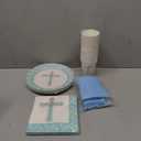 Juvale 144 Baptism Decorations Party Supplies - Blue, Includes Disposable Paper Plates, Napkins, Cups, & Cutlery, For Easter Party, Baptisms, First Communion, Christening & More, Serves 24