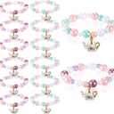 Ecally 12 Pcs Tea Party Favors Bracelet Bulk Tea Pot Beaded Easter Bracelet Party Supplies Pendant Accessories Princess Decorations for Kids Girl