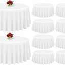 Showgeous 10 Pack White Round Tablecloth 108 Inch Polyester Table Cloth for Tables - Washable Decorative Fabric Covers for Wedding, Dining, Party, Banquet, Buffet