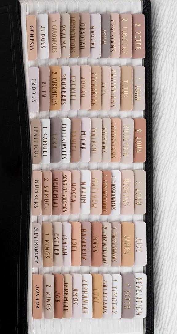 UPAFEXXI-Laminated Bible Tabs (Gold Foil Embossed Lettering), Bible Tabs for Women and Men, Reposition Large Print Stickers, Easy to Read and Apply, 80Chapters Labels for Easy Navigation(Cappuccino)