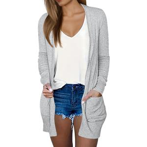 DB MOON Womens Long Cardigan 2025 Fall Lightweight Long Sleeve 0pen Front Sweater with Pockets (Large, Gray)