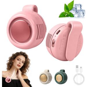 hepanio Portable Silent Mini Bladeless Fan Clip On,3 Speeds Clip-On Fans For Shirt,Small Clips Fanmini Whirlwind Fans For Waist Clips Suitable For Outdoor & Travel & Office (Pink)