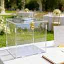 Clear Acrylic Card Box with Lock & Slot, DIY-Friendly Wedding Card Boxes for Reception Cash Gift Monetary Envelope, Elegant Gift Card Holder Box for Graduation Bridal Shower Party Table Decor
