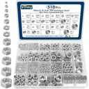 2 in 1 SAE & Metric Hex Nut Assortment Kit(510pcs),2#56 4#40 6#32 8#32 10#24 10#32 12#24 1/4-20 5/16-18 3/8-16 7/16-14 1/2-13 M2 M2.5 M3 M4 M5 M6 M8 M10 M12 304 Stainless Steel Nuts Set