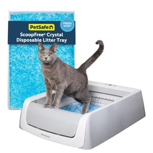 PetSafe ScoopFree Crystal Pro Legacy Automatic Self-Cleaning Cat Litter Box Includes 1 Disposable Crystal Litter Tray Advanced Odor Control Not Enclosed Gray (PAL00-16805)
