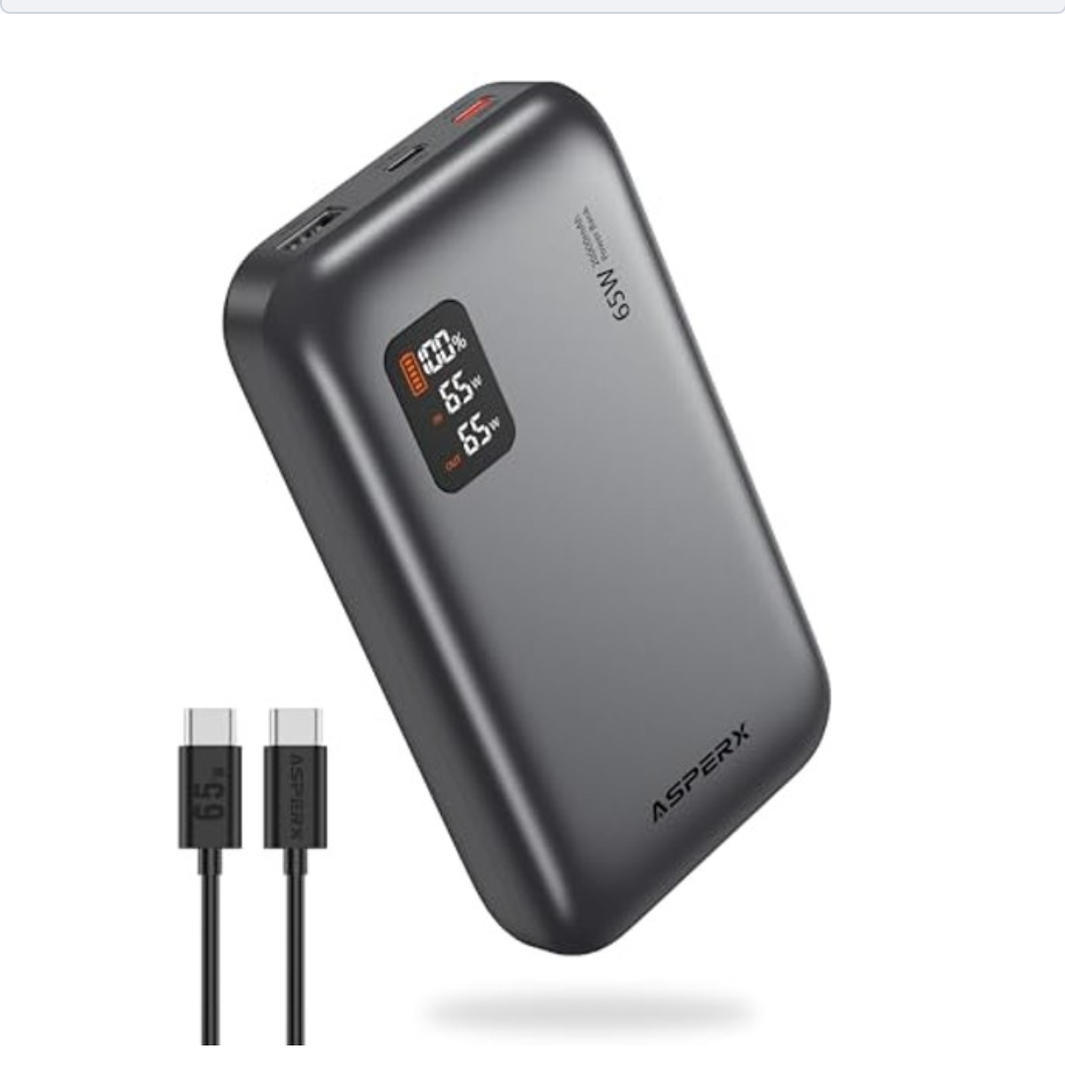 ASPERX POWER BANK 20,000MAH 65W LAPTOP CHARGER POWER BANK AX2065 - DEEP GREY - New