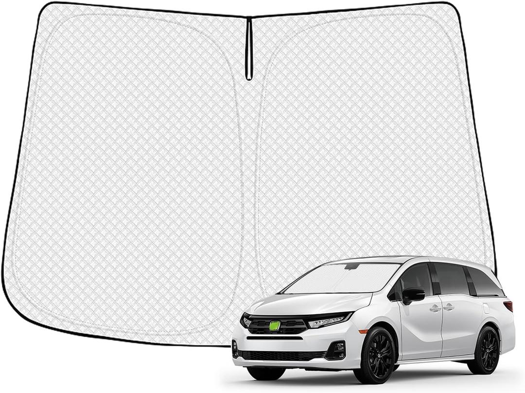Canvcle Windshield Sun Shade for 2018-2025 2026 Honda Odyssey Accessories Thicken 6-Layer Front Window Sunshade Cover Sun Visor Protector Foldable Block UV Rays Keep Vehicle Cool