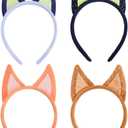 Jing xin 4 pcs Blue Family Party Supplies Plush Soft Dog Ears Headbands Costume for Halloween Play Day One Size Elastic Headband