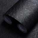 Safiyya 17.3" X 118" Peel and Stick Wallpaper Black Silk Contact Paper Textured Wall Paper Peel and Stick Modern Solid Color Wallpaper for Bathroom Vinyl Rolls