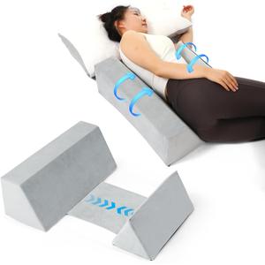 Positioning Wedge Pillow Side Sleeping Belt Connection, Limit Width Adjustable Bed Wedges Body Positioners for Back Pain Relief, Back Positioning Wedge for After Surgery, Anti Snoring, Back Support (Gray)