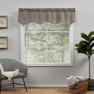 Exclusive Home Loha Light Filtering Rod Pocket Scalloped Valance, 54"x16", Caf