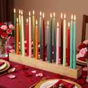 Mumufy 18in Long Wooden Taper Candle Holders for Birthday Party Candlestick Table Centerpiece Giant Wooden Farmhouse Candle Holders Decorations for Birthday Wedding Anniversary Desktop(Natural Wood)