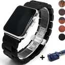 Compatible Apple Watch Band 42mm 44mm, Natural Handmade Wooden Replacement iWatch Series 4 3 2 1 Sports Strap Wristband - Link Remover as a Gift (Black, 42mm/44mm)