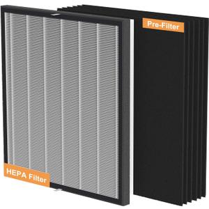 FURGO HA-360 Air Purifier Filter Replacement Set - 1 True HEPA Filter & 6 Activated Carbon Pre-Filters - Captures 99.5% of Pet Hair, Odors, Pollen, and Allergens - Compatible HA-360