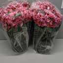 2 Pack Artificial Geranium Flowers Topitary Trees for Outdoors, UV Resistant Geraniums Potted Bushes Look Real Silk Faux Plants for Front Door Garden Porch Planter Farmhouse Home Decor (Peach Red)