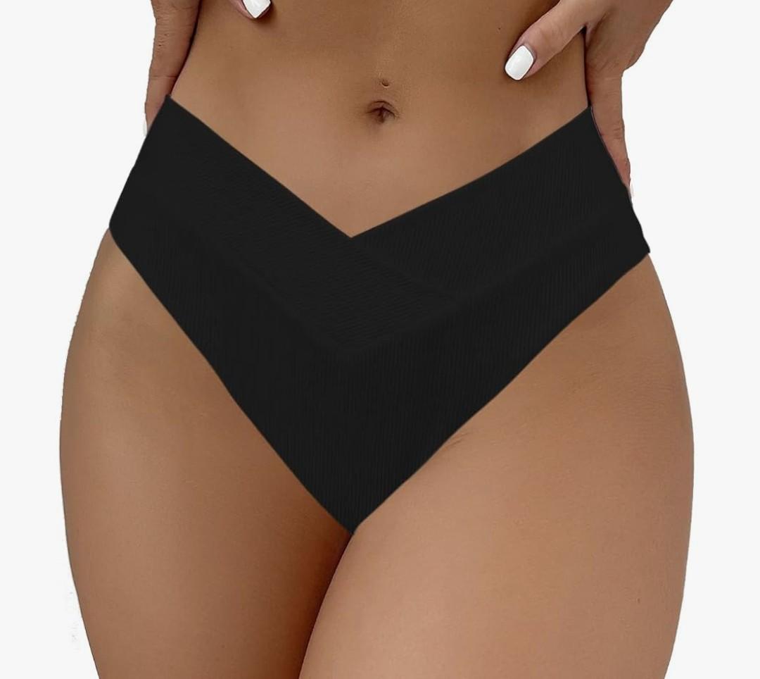 Leoparts Women's V Cut High Waisted Bikini Bottom Ribbed High Cut Cheeky Swimsuit Bathing Suit Bottoms Black S