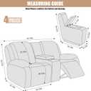 VANSOFY Recliner Loveseat Cover with Middle Console Stretch Reclining Sofa Slipcover for 2 Seat Jacquard Reclining Couch Sofa Covers Furniture Protector with Elastic Straps Bottom (Dark Gray)