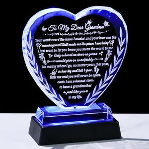 Arikyrist Grandma Gifts from Granddaughter Grandson with LED Light Base, Crystal Heart Grandma Birthday Gift,Great Gifts Ideas for Grandmother on Mothers Day Christmas Valentine Thanksgiving