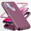AYMECL for Moto G Power 2022 Case [Military Grade] 3 in 1 Full Body Shockproof Dust/Drop Proof Heavy Duty Protection Cover,for Motorola Moto G Pure/Moto G Play 2023 6.5 Inch,Pink+Wine Red